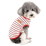 ZUNEA 犬用 Ｔシャツ 小型犬 夏 タンクトップ 柔らかさ ベスト シャツ ボーダー柄 ペット 犬 猫服 おしゃれ かわいい シャツ ひんやり ドッグウェア 洋服 可愛い 子犬 チワワ 服 脱毛保護 お散歩 レッド XS
