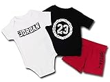 (JORDAN) ジョーダン ベビー ロンパース＆パンツ 3点セット (0-3M(0～3ヶ月 60cm-65cm), 白黒赤) [並行輸入品]