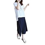Spinas (スピナス) ゆったりリラックス　通気性に優れ、快適な履き心地となる9分丈パンツ　産前産後履けるトレンドのおしゃれガウチョパンツ (XXL, ネイビー)