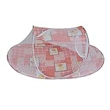 【ノーブランド品】 赤ちゃん　女の子　男の子　ワンタッチ　携帯型　折りたたみ式　蚊帳　テント　ベッド　旅行　防虫　防塵　軽量　全3色 - オレンジ