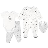 Petit Lem Baby 4 Piece Set Footie Bib Bodysuit and Pants Hugs/Kisses 9M [並行輸入品]