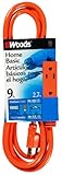 Woods 2864 9-Foot 3-Outlet Extension Cord with Power Tap, Orange by Woods