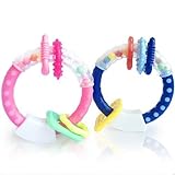 AUCH 3Pcs Baby/Ring Rattles Toy/Hand Shake/Teeth Chattering/Jingle Bell, Rainbow Color [並行輸入品]