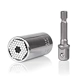 万能VΛ ソケット ユニバーサル ソケットレンチ (7～19mm,1/4～3/4インチ) 2点セット 対応 グリッパー & ドリルアダプター