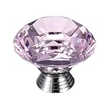 マルチカラー40 mmクリスタルガラスダイヤモンド形状キャビネットノブ食器棚引き出しプルハンドル ピンク 508966041483