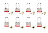 Beisenハードウェア( TM )南京錠ボックスof 8長いシャックル( 1 7 / 8 " )ラミネート加工スチールKeyed Alike ( a389 )南京錠。マルチパック南京錠