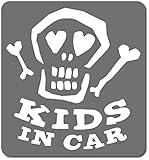 imoninn KIDS in car ステッカー　【マグネットタイプ】　No.31　ガイコツさん　（シルバーメタリック）