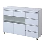 JKプラン Parl　鏡面仕上げキッチンカウンター レンジ台 120cm幅 ホワイト FPL-0004-WH