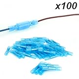 絶縁・防水 圧着接続端子　圧着電気端子 熱収縮コネクター 熱収縮バット　ワイヤーコネクター 100本セット　ブルー
