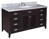 Kitchen Bath Collection KBC-SH601BRCARR-S Savannah Single Sink Bathroom Vanity with Marble Counterto