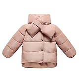 子供服　冬　ダウンジャケット　マフラーつき　保温性よく　厚くする　ファッション　軽快　着心地良い　ピンク　90cm