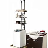 川口工器 はしご形状のかんたん設置つっぱり洗濯機上ラック・棚3段タイプ 17652 (ブラウン)