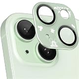 ミニーマウス レンズカバー iPhone15/iPhone15 Plus用 カメラフィルム アルミ合金製 9H強化ガラス 傷防止 レンズ保護 耐衝撃 アイフォン15 /15 プラス 用 カメラ保護 高透過率 黒縁取り 露出オーバー防止 カメラレンズプロテクター (グリーン)