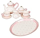 Zoey Dots Design White Porcelain Children's Tea Party Set [並行輸入品]