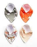 # 1 BestキュートベビーBandana Bibs、有機コットン4 -パック、スーパー吸収性Drool Bandana Bibs for Boys & Girls