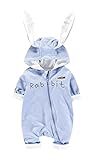 (コ-ランド) Co-land ベビー服 ロンパース カバーオール 着ぐるみ ウサギ ジッパー 女の子 男の子 連体コート 可愛い 前開き 90 ブルー