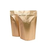価格/ 50個Aspireコーヒーバッグwith Degassingバルブand Ziplock、複数のサイズ( 4oz、8オンス、16オンス、FDA準拠 One size ER0042_GOLDST