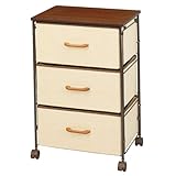 ドウシシャ(DOSHISHA) 組立簡単 布製 ファブリック ボックス チェスト 3段 幅45×奥行34.5×高さ71.5cm ナチュラル MFB45-3NA