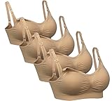 iLoveSIA (アイラブシア) マタニティ ブラジャー 2Wayオープン ノンワイヤー 4枚セット ベージュ M
