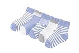 clearly ベビ－ キッズ 靴下 シンプル メッシュ ボ－ダ－ 5足 セット 6ｹ月～3歳くらい (0-1, 水色)