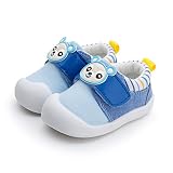 DANG PIG ファーストシューズ ソフト底の靴 キッズシューズ ベビーシューズ 1-3歳 男の子 女の子 ブルー/イエロー/ピンク 2017 春夏 単靴 綿布 可愛い (13cm, ブルー)