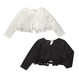 (オフホワイト/95cm)ベビー服 女の子 アウター 前開き ボレロ 長袖 フォーマル 梨地 無地 裾レース付 女児 ベビー