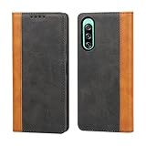 Ｈａｖａｙａ 対応 Xperia 10 IV スマホケース エクスペリア10 iv ケース SO52C ケース 手帳型 耐衝撃 A202SO SOG07 docomo ソニー au カバー 第4世代 SoftBank カード収納 レザー-ブルー＋イエロー