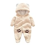 Zhhlinyuan ロンパース カバーオール Newborn ベビー Boy Girl Infant Long Sleeve Fleece Hooded Romper Jumpsuit Bodysu