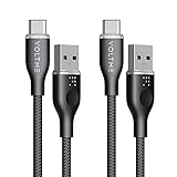 【2本セット】VOLTME USB Type C ケーブル 高耐久ナイロン USB-C 2.0 ケーブル Quick Charge 3.0/2.0対応 56Kレジスタ実装 データ転送 急速充電 タイプc ケーブル Xperia XZ XZ2、 S9 S8、LG G5 G6 V20等対応 ブラック 1m