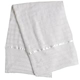 Baby Blanket Knit with Silk Detail Receiving Blanket (One Size Fits All, White) by Boutique Collecti
