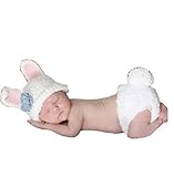 BubuBibiｮ Photography Prop Blue Easter Bunny Rabbit Crochet Costume Hat & Diaper by BubuBibi [並行輸入品]