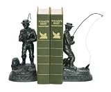 Sterling Home Pair of Fisherman With Fish On Line Bookends, 9-1/4-Inch Tall