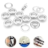 ACTENLY 両面ハトメの玉 100組 ハトメ穴径約 3mm ハトメ 両面頭 DIY レザークラフト 手芸 ハンドメイド 材料 アクセサリー パーツ (シルバー)