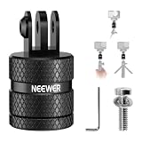 NEEWER アクションカメラ三脚マウントアダプター コンパチブル Hero 13 Go Pro 12 11 10 9 Black Osmo Action 5 Pro 4 3 360°回転可能 1/4"-20～3プロングマウント 標準1/4"アクセサリー用 GP-89