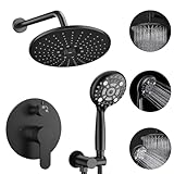 シャワー蛇口セット - 3段階設定シャワーヘッド 壁取り付けシャワーシステム 3方向圧力バランスバルブとトリムキット付き