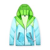 Hi9 Store帽子付き キッズ ジャンパー 女の子 男の子 バイカラー 防水 ジャンバー 抗菌 防臭 (110, ブルー)
