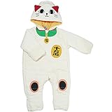 2016年 招き猫 おくるみオール 中綿ジャンプスーツ 撥水加工 防寒衣料 アイボリー◇90cm