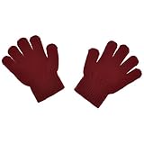 赤ちゃん着手袋　冬着　暖かい　フルフィンガー　ミトン編む　アクリル系　柔らかい　ソリッド編みキッズ手袋　レッド