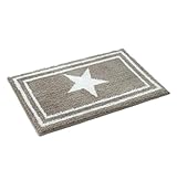 幸運の星柄 ふかふか バスマット キッチンマット 玄関マット スター(茶/ブラウン)