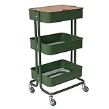 B.Bファニシング キッチンワゴン カーキ 幅45×奥行36.5×高さ78cm Rossini メッシュバスケットワゴン 3段タイプ ROW-F3SKH