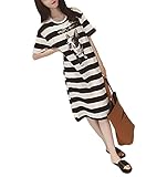 SAM&co (サムアンドコー) 授乳服 マタニティ ワンピース 薄手 M~3XL ストライプ 授乳口付き (3XL)