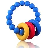 Teething Ring, Teether Loop Style Baby Teething Toy (Blue) by Mommy's Touch