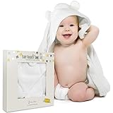 Extra Soft Baby Hooded Towel Set with Washcloth - Organic Bamboo Fiber for Sensitive Skin - Unisex B