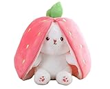 イチゴ うさぎ うさぎ ぬいぐるみ ウサギ ぬいぐるみ 変形 だきまくら ぬいぐるみ 抱き枕 ぬいぐるみ 抱き枕 かわいい 動物 ニンジンバニー ぬいぐるみ (18CM, いちご色)