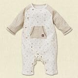 西松屋　ボーダー切替長袖プレオール（オーガニック/星柄）【60-70cm】