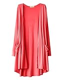 Plus Nao(プラスナオ) ロングカーディガン 長袖 トッパーカーディガン 薄手 夏 シンプル 無地 レディース トップス 紫外線対策 冷房対策 ゆ - スイカレッド