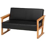不二貿易 木肘ソファ 2人掛け 幅124cm ブラック 97124