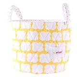 Minene Small Yellow Clouds with Grey Dots Fabric Storage Basket Organiser with Handles by Minene