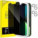 JETech iPhone 13 mini プライバシー液晶保護フィルム+カメラレンズフィルム 5.4インチ 覗き見防止 強化ガラスフィルム ガイド枠付き 2枚+2枚セット