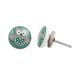 IndianShelfのセット2ハンドメイドセラミックKidsマルチカラーフクロウキャビネットノブワードローブPulls家具ハンドル 10 Knobs 1.5" CK-414-2-10